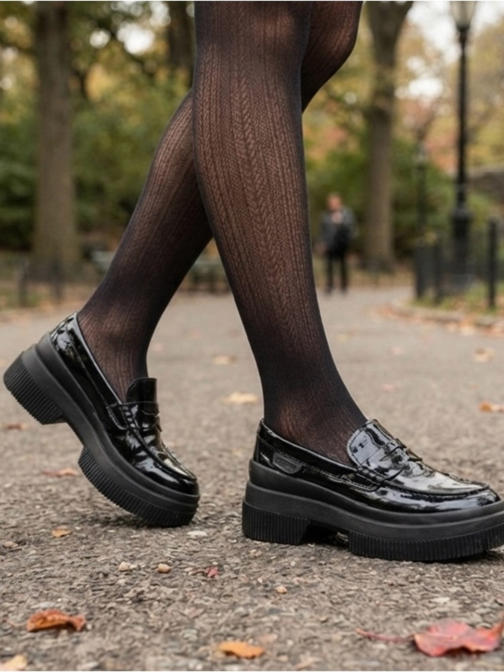 Sperry Black Patent Leather Chunky Platform Penny Loafers 9.5M Preppy Vegan Fall